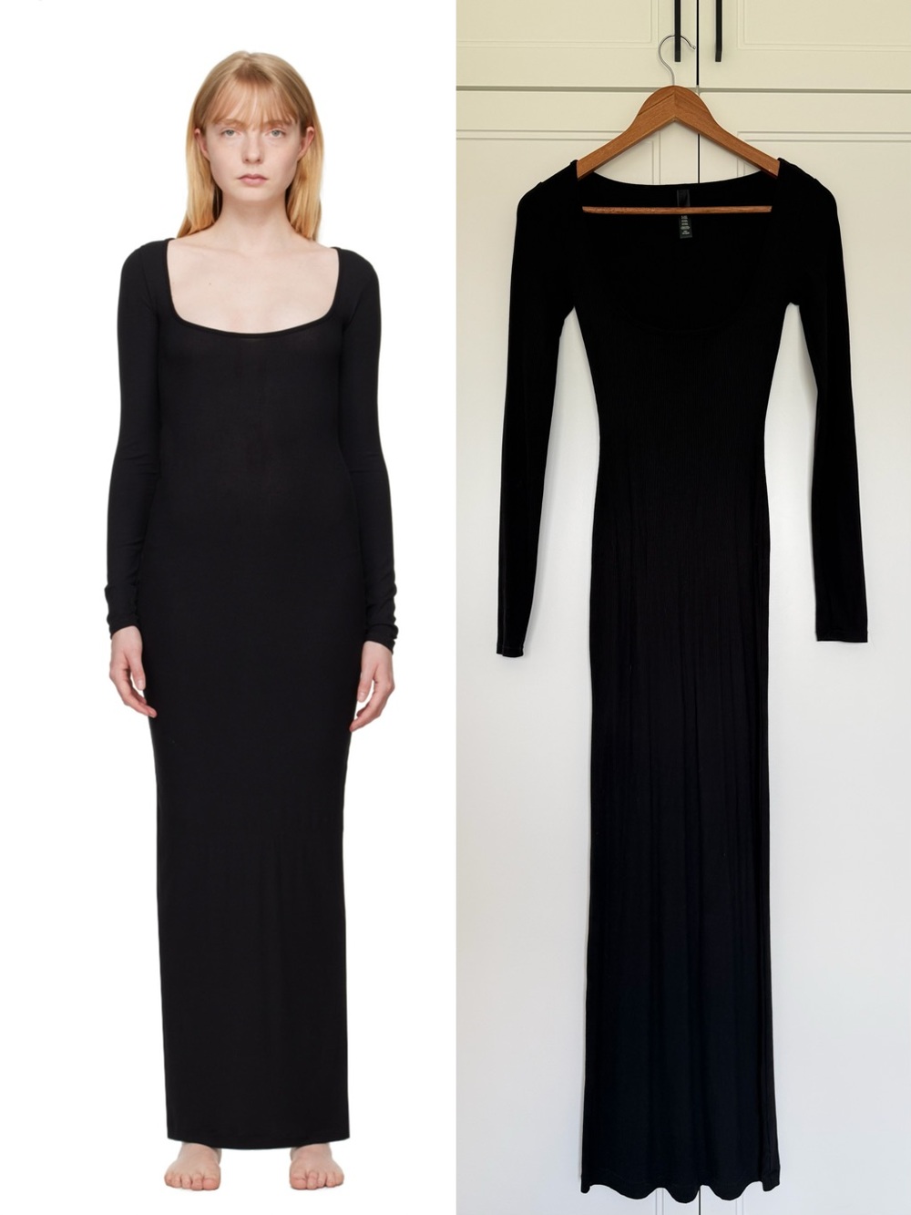 SKIMS Soft Lounge Long Sleeve Dress Black XS